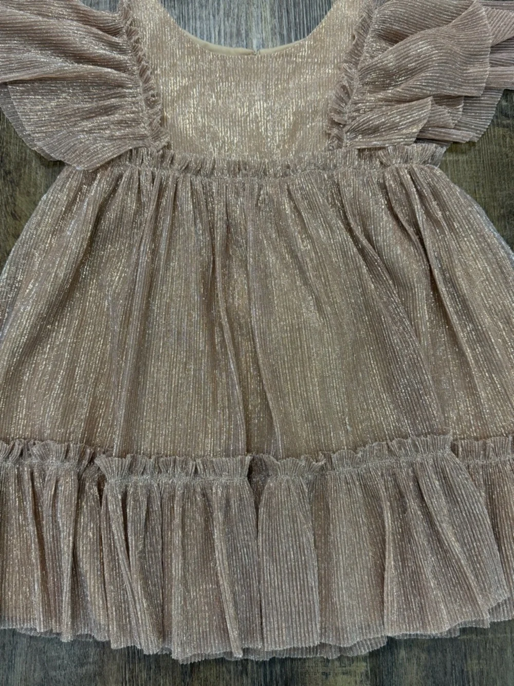 Cat & Jack Shimmery Taupe Ruffle Dress Girls 2T‎ - Picture 11 of 13